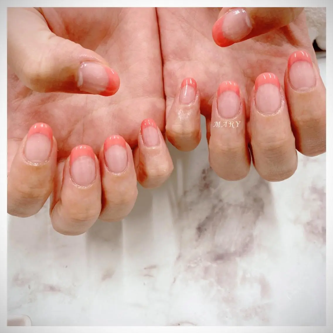 ネイル フレンチネイル ニュアンスネイル オフィスネイル ピンク シンプルネイル ハンドネイル Mary nail .narumiのネイルデザイン