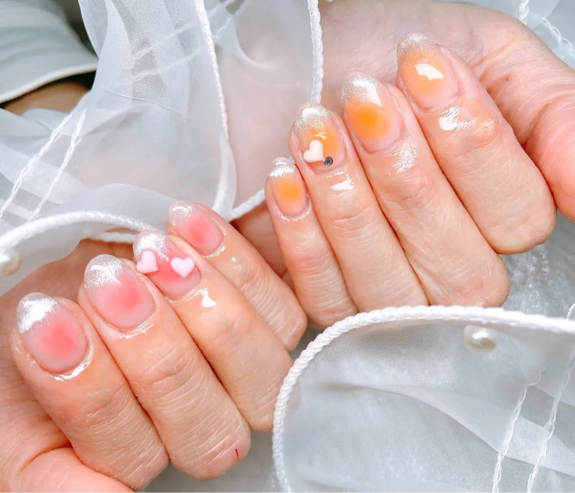 ネイル チークネイル ハート マグネットネイル ハンドネイル ハンドケア GAL_NAIL Miraiのネイルデザイン