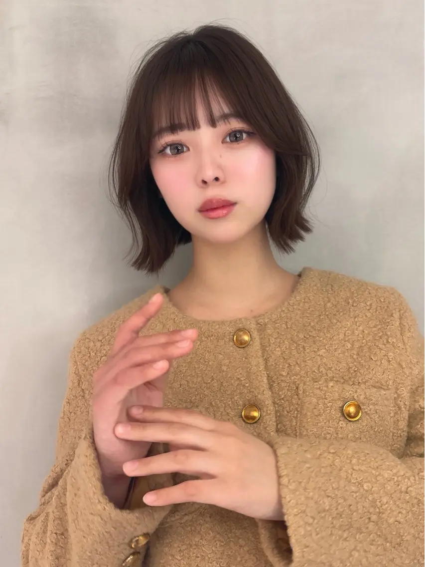 ミディアム ヘアカラー トリートメント 顔周り\エクステ\ 透明感カラー\まりんのヘアスタイル