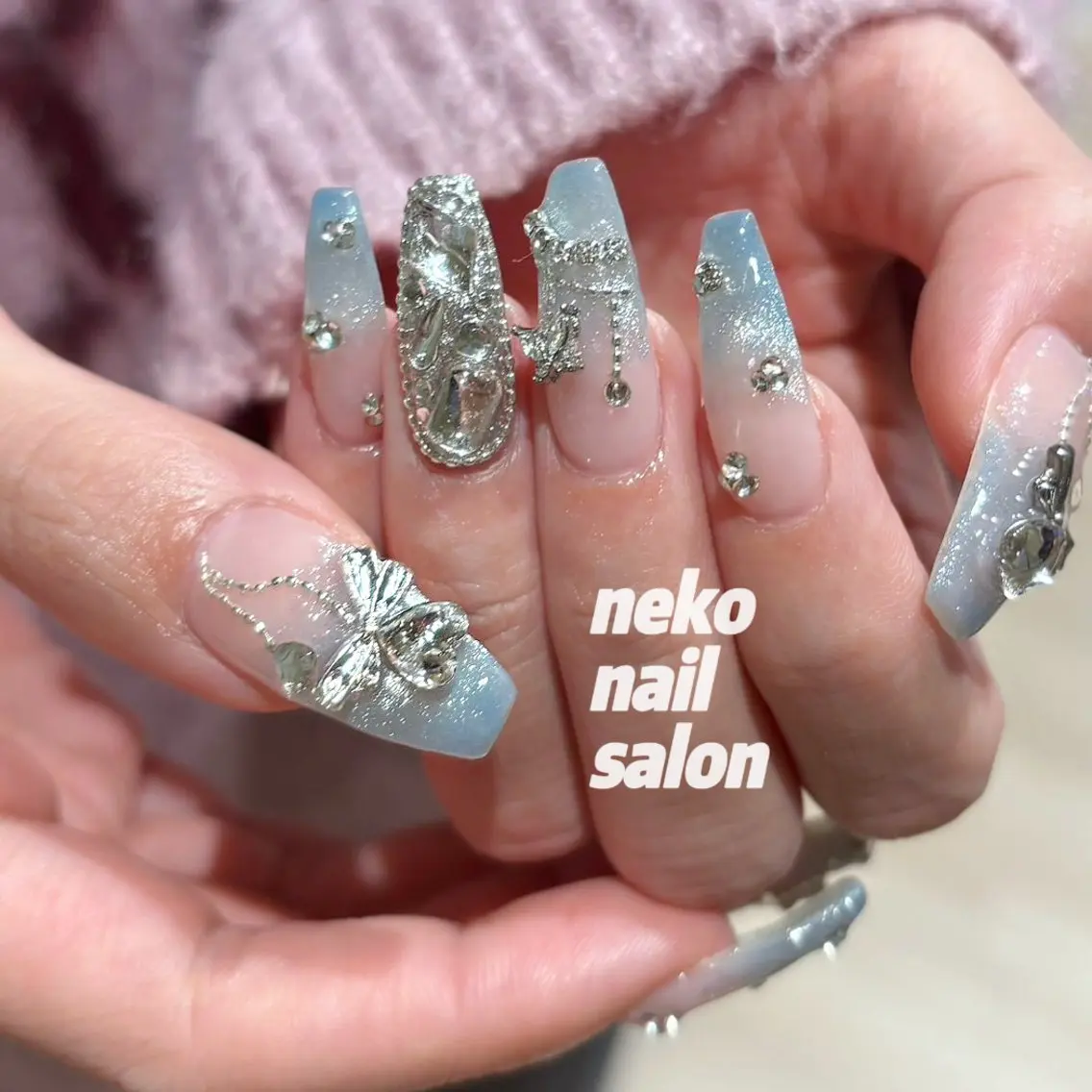 ネイル フレンチネイル 韓国ネイル マグネットネイル マグネットフレンチ ワンホンネイル ハンドネイル neko nailのネイルデザイン