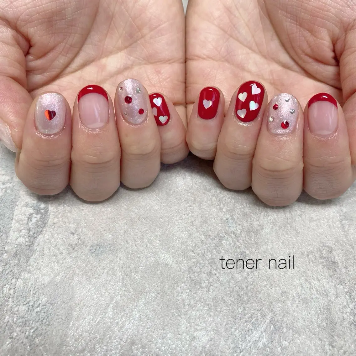 ネイル バレンタイン ハンドネイル テネルネイル tener nailのネイルデザイン