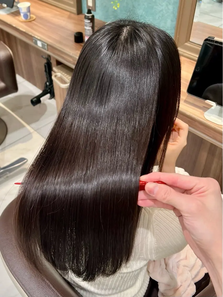 ロング 縮毛矯正 トリートメント 髪質改善縮毛矯正 谷口雄太のヘアスタイル