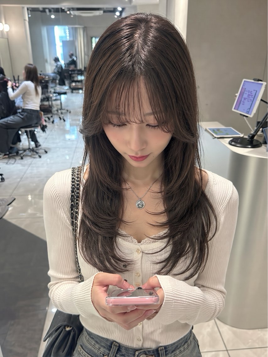 ロング カラー カット ヘアカラー トリートメント 韓国ハイレイヤー ハッシュカット特化のヘアスタイル