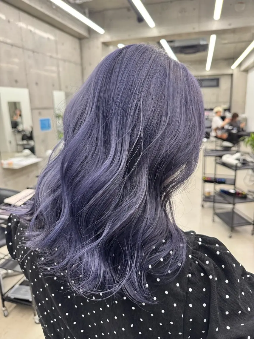 セミロング カラー ブリーチ ブルーカラー ラベンダーカラー ヘアカラー Kazuki/名古屋 ブリーチ/髪質改善のヘアスタイル
