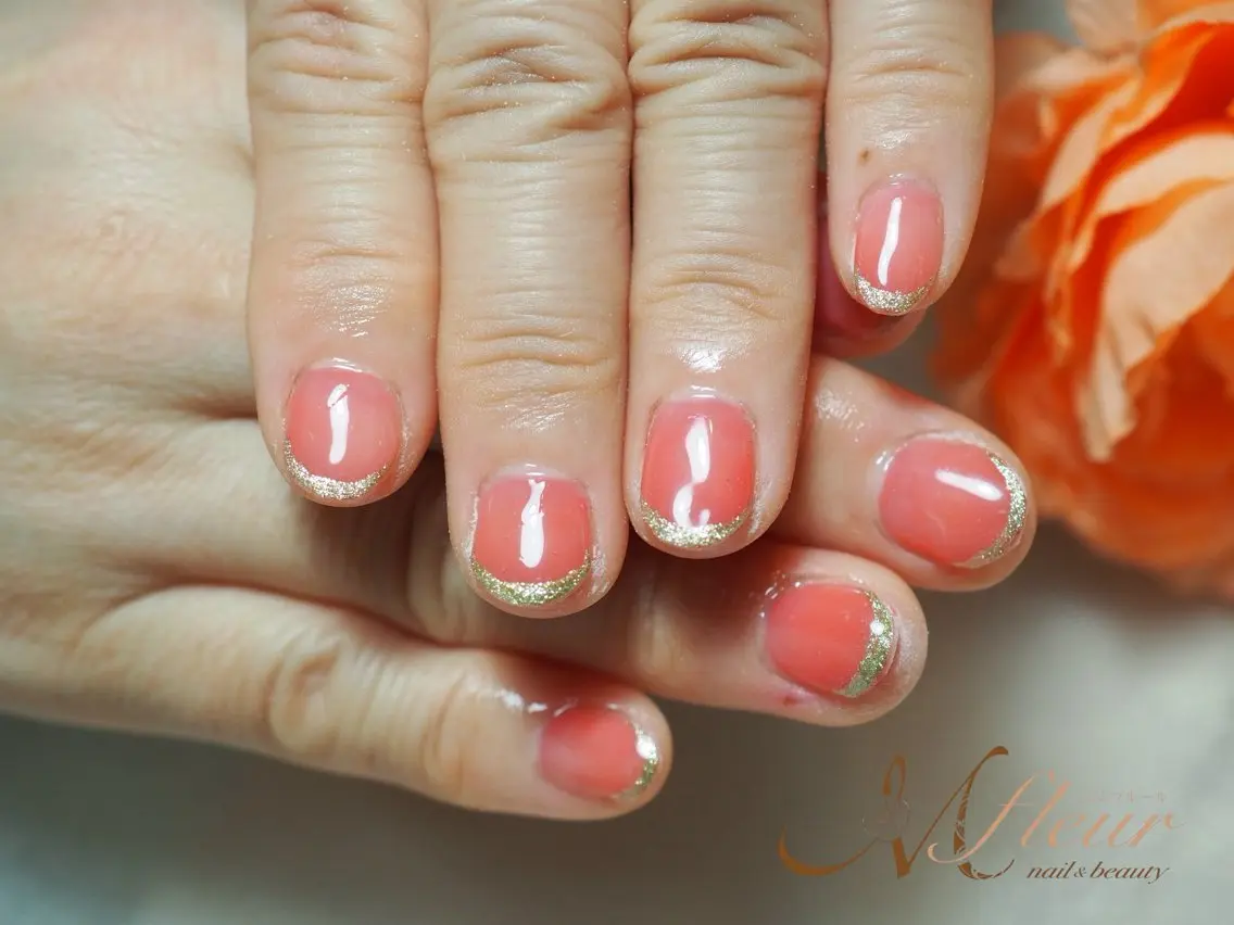 ネイル ゴールド ラメ(グリッター) ピンク 春ネイル saya M🌸💅✨のマツエク・マツパデザイン