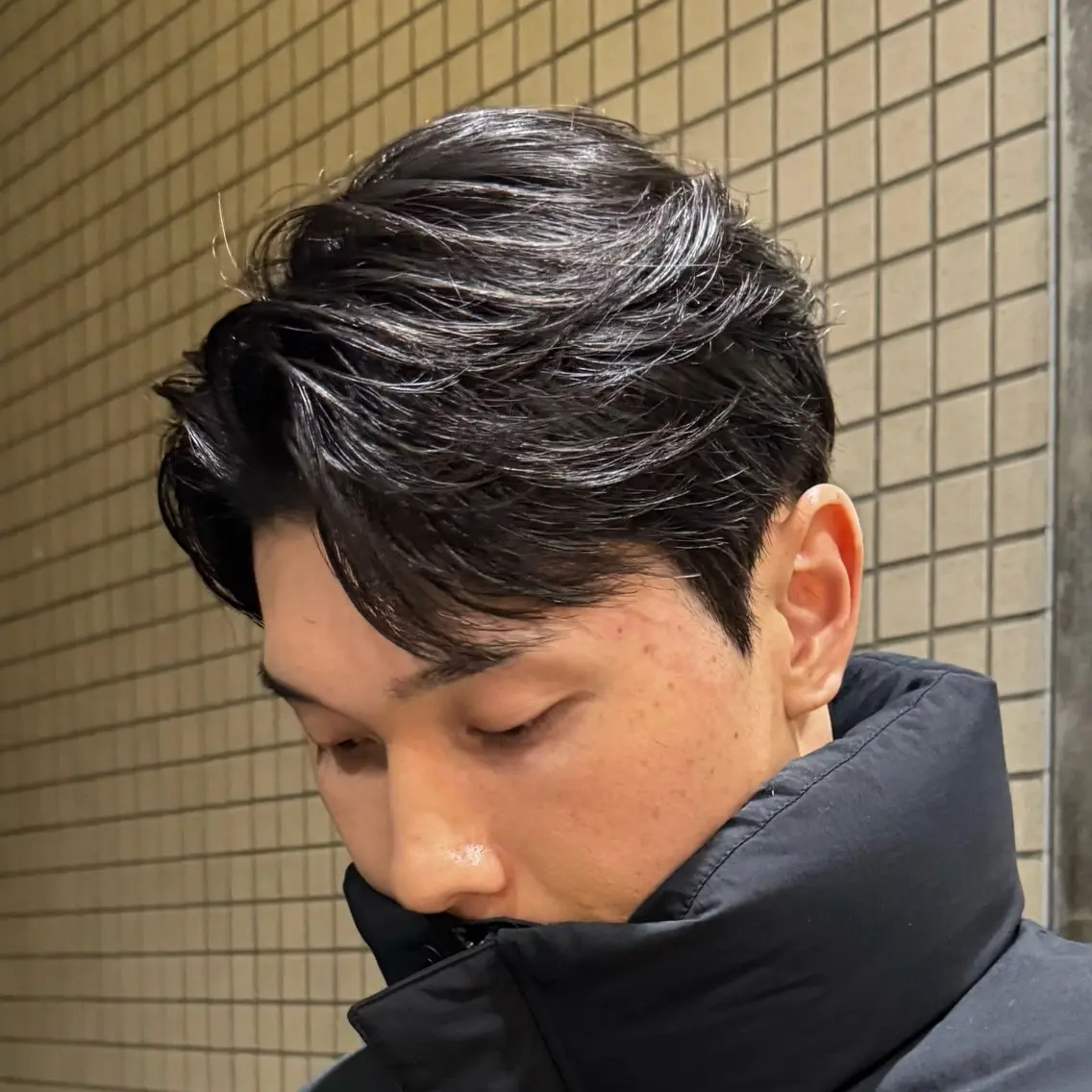 ショート パーマ メンズ センターパート フェザーパーマ メンズパーマ カット パーマ ヘッドスパ 金山駅前メンズパーマ 特化COUNTERのヘアスタイル