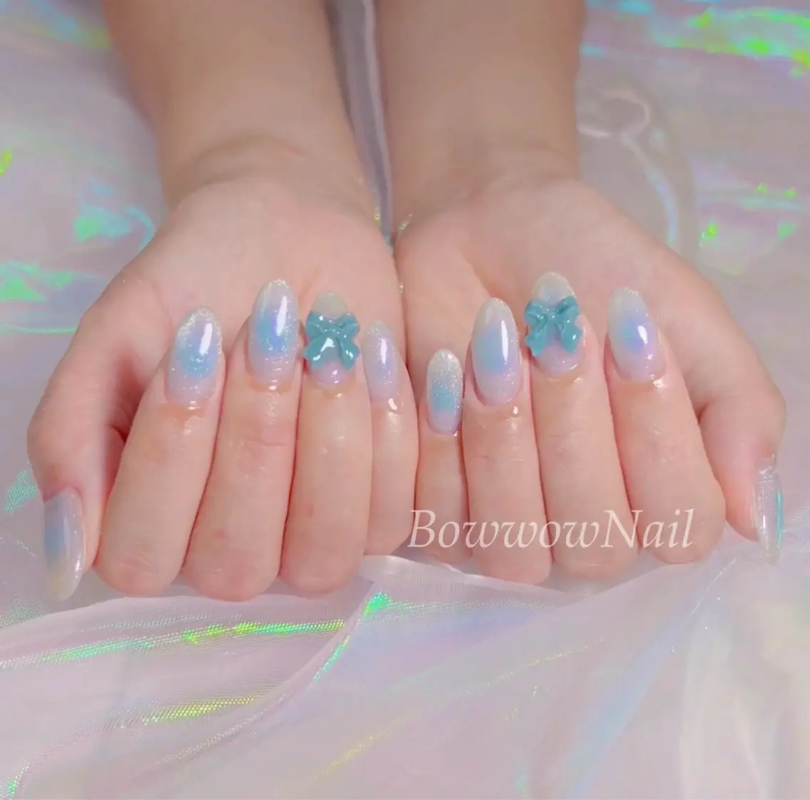 ネイル チークネイル 韓国ネイル マグネットネイル リボン シンプルネイル Bow wow Nail さや🧸のネイルデザイン