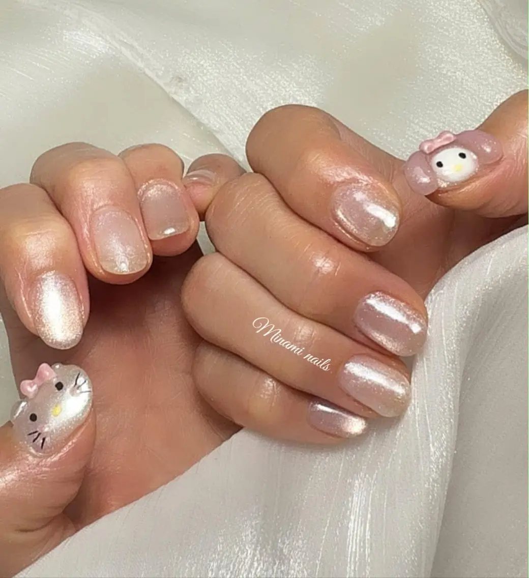 ネイル アートネイル ガーリー キラキラネイル 韓国ネイル マグネットネイル ハンドネイル Minami Nailsのネイルデザイン