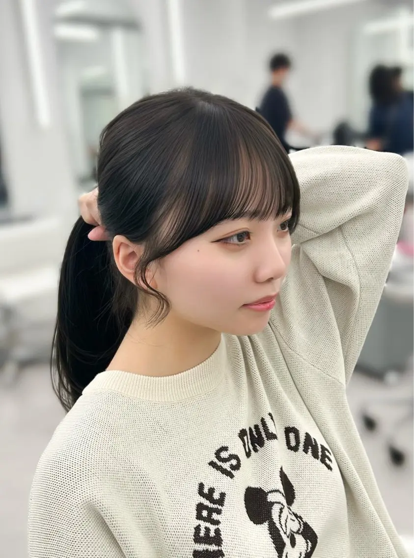 ロング カラー レイヤーカット 小顔カット カット 韓国ヘア/顔周り ヘアセット/加藤優里のヘアスタイル