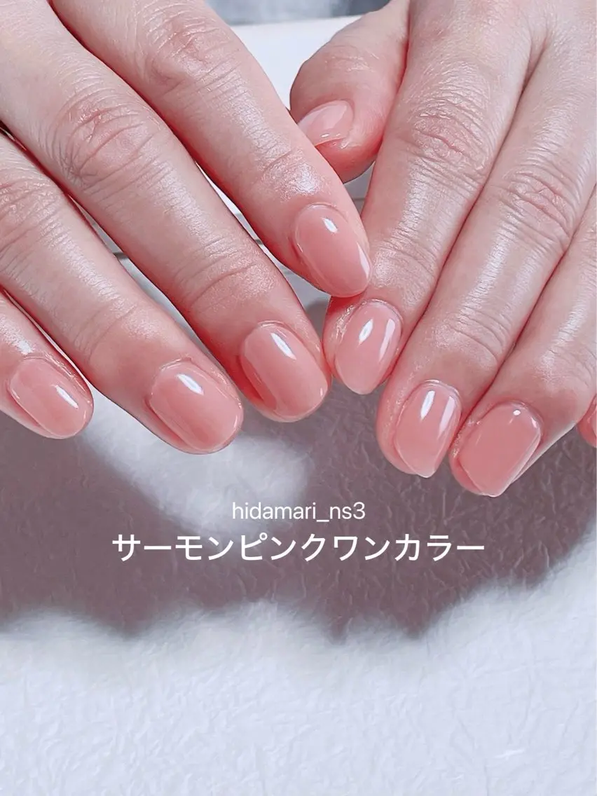 ネイル ワンカラーネイル オレンジ ピンク ハンドネイル NailSalon ひだまりのネイルデザイン