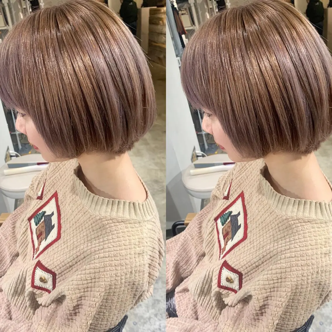ショート カラー ベージュカラー ヘアカラー トリートメント ヘアセット ✨艶ブリーチカラー ✨四ノ宮裕己のヘアスタイル