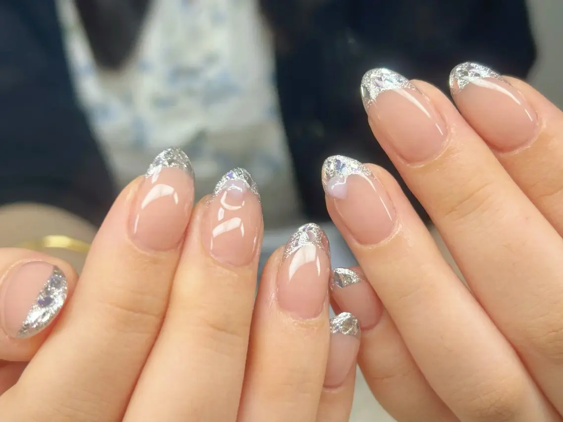 ネイル 長さ出し フットネイル フレンチネイル ガラスフレンチ 持ち込み ハンドネイル Lino Nailのネイルデザイン