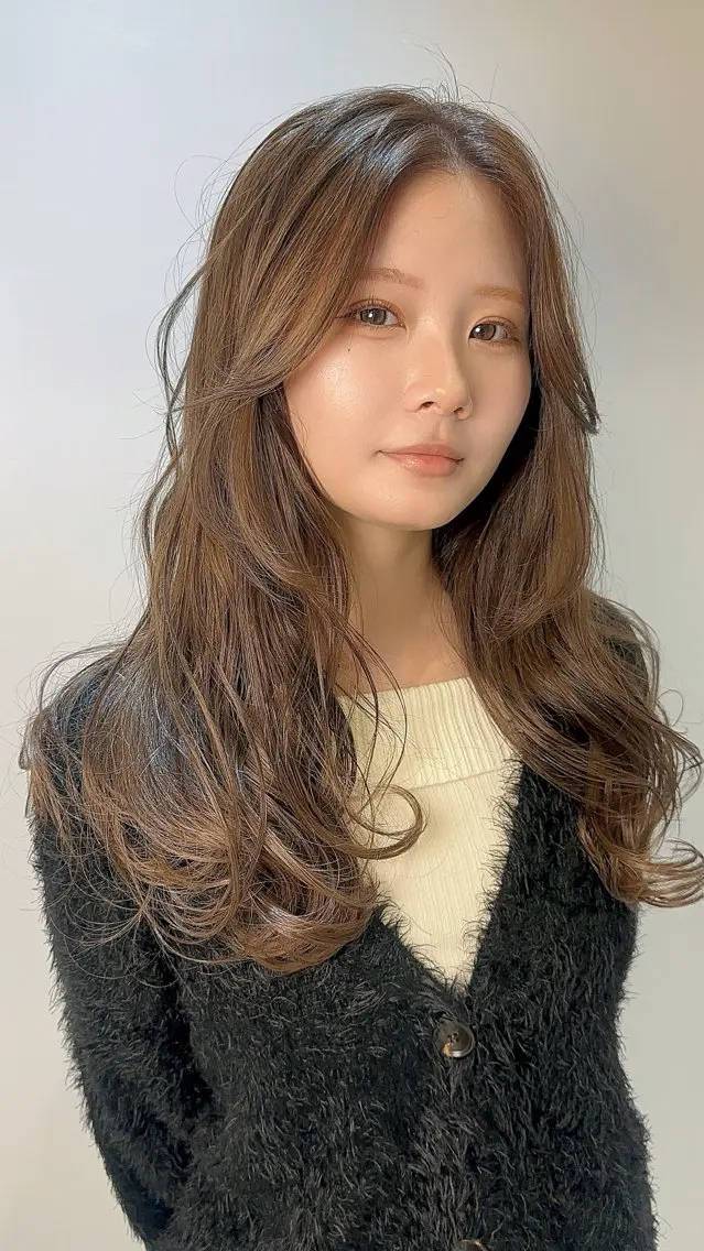 ロング カラー 韓国風ヘア レイヤーカット カット ヘアカラー 髪質改善/縮毛矯正 /レイヤーカット岡部のヘアスタイル