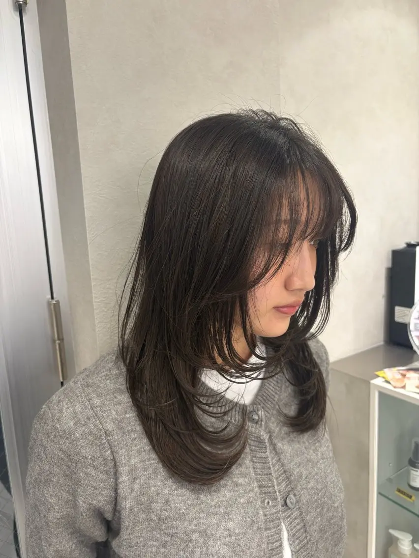 セミロング ハッシュカット ハイレイヤー 韓国風ヘア レイヤーカット カット Yuta✂︎ 韓国レイヤー🪽のヘアスタイル