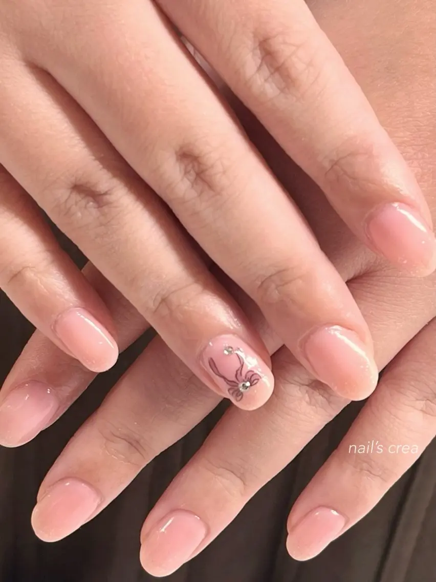 ネイル ピンク リボン Nail’sCrea あゆかのネイルデザイン