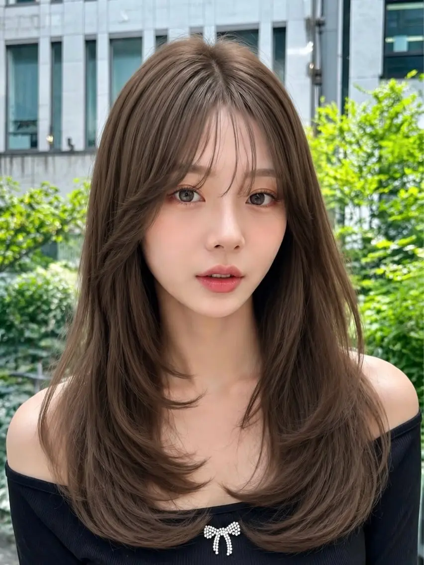 セミロング カラー カット ヘアカラー トリートメント 🫧色素薄めダブル カラー🩵レイヤーのヘアスタイル