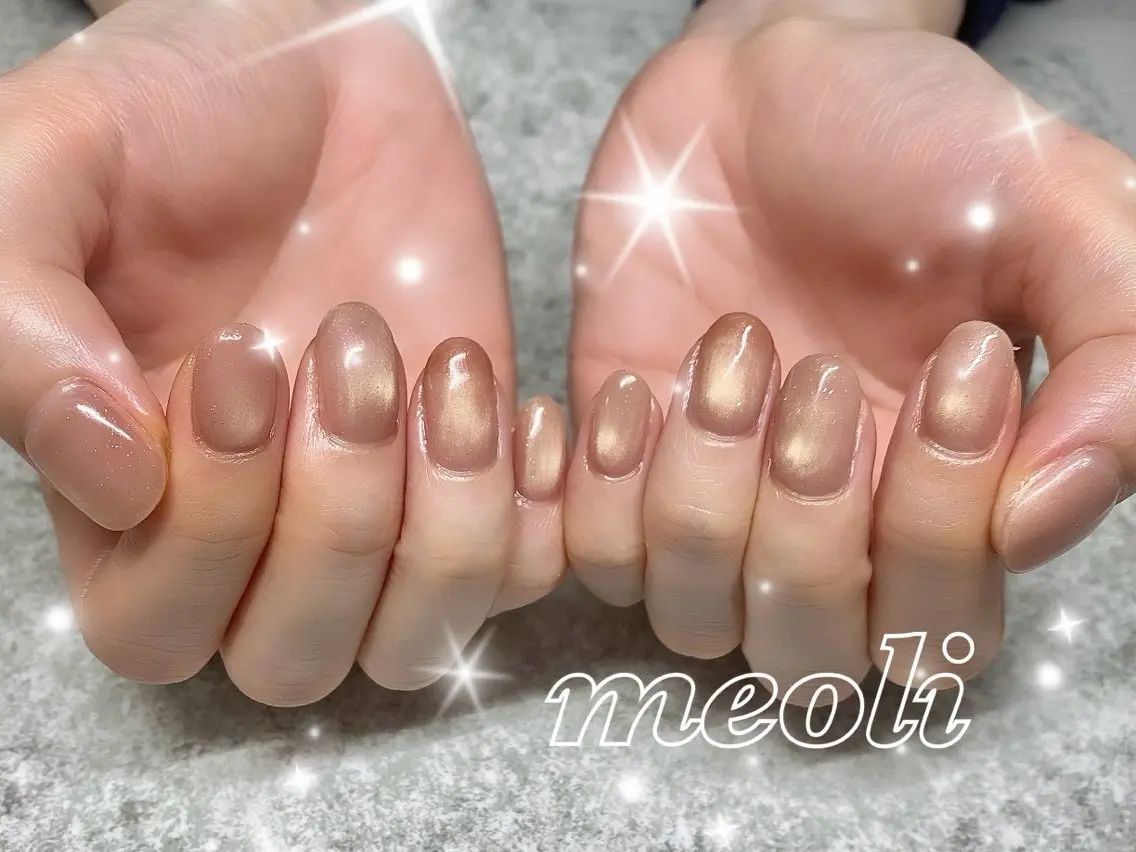 ネイル グラデーション マグネットネイル マグネットワンカラー ワンカラーネイル ピンク ハンドネイル nail salon meoli　アヤのネイルデザイン