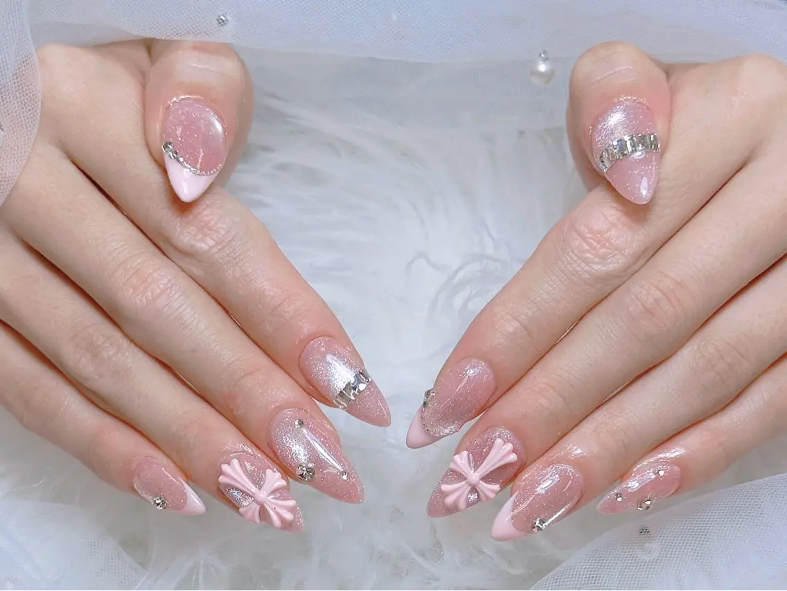 ネイル チークネイル 長さ出し フラッシュネイル フレンチネイル グラデーション AN NAIL 高田馬場のネイルデザイン
