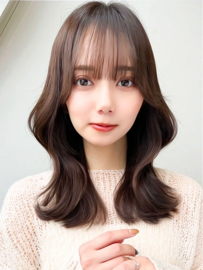 セミロング カラー カット ヘアカラー 髪質改善/透明感カラ ー/縮毛/ meiのヘアスタイル