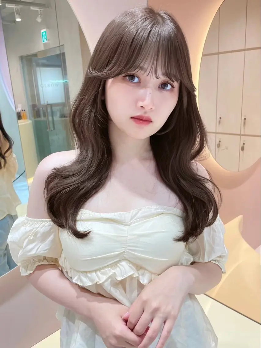 ミディアム カット 縮毛矯正 ブリーチなしW🎀 髪質改善／はのんのヘアスタイル