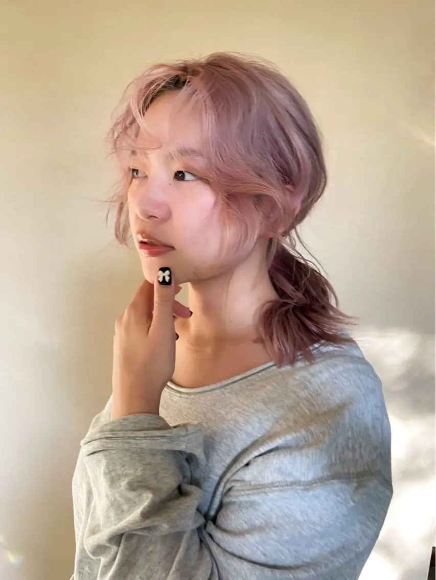 ロング カラー ピンクカラー 木村 桃子のヘアスタイル