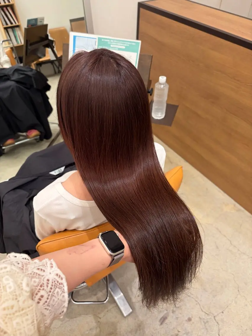 ロング ピンクブラウン ヘアカラー 羽鳥 菜々子のヘアスタイル
