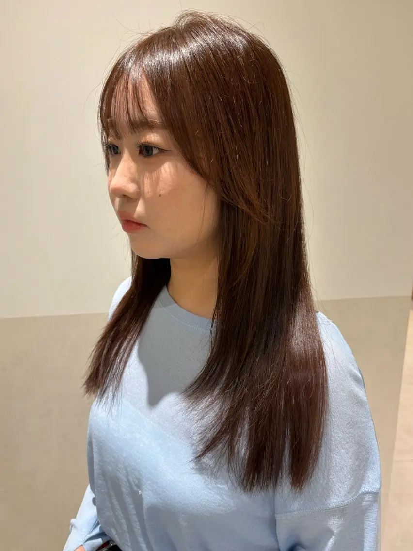 セミロング カラー パーマ ヘアアレンジ ブラウンカラー チョコレートブラウン 髪質改善 トリートメント ヘアカラー トリートメント ヘッドスパ ヘアセット 押切 響 のヘアスタイル
