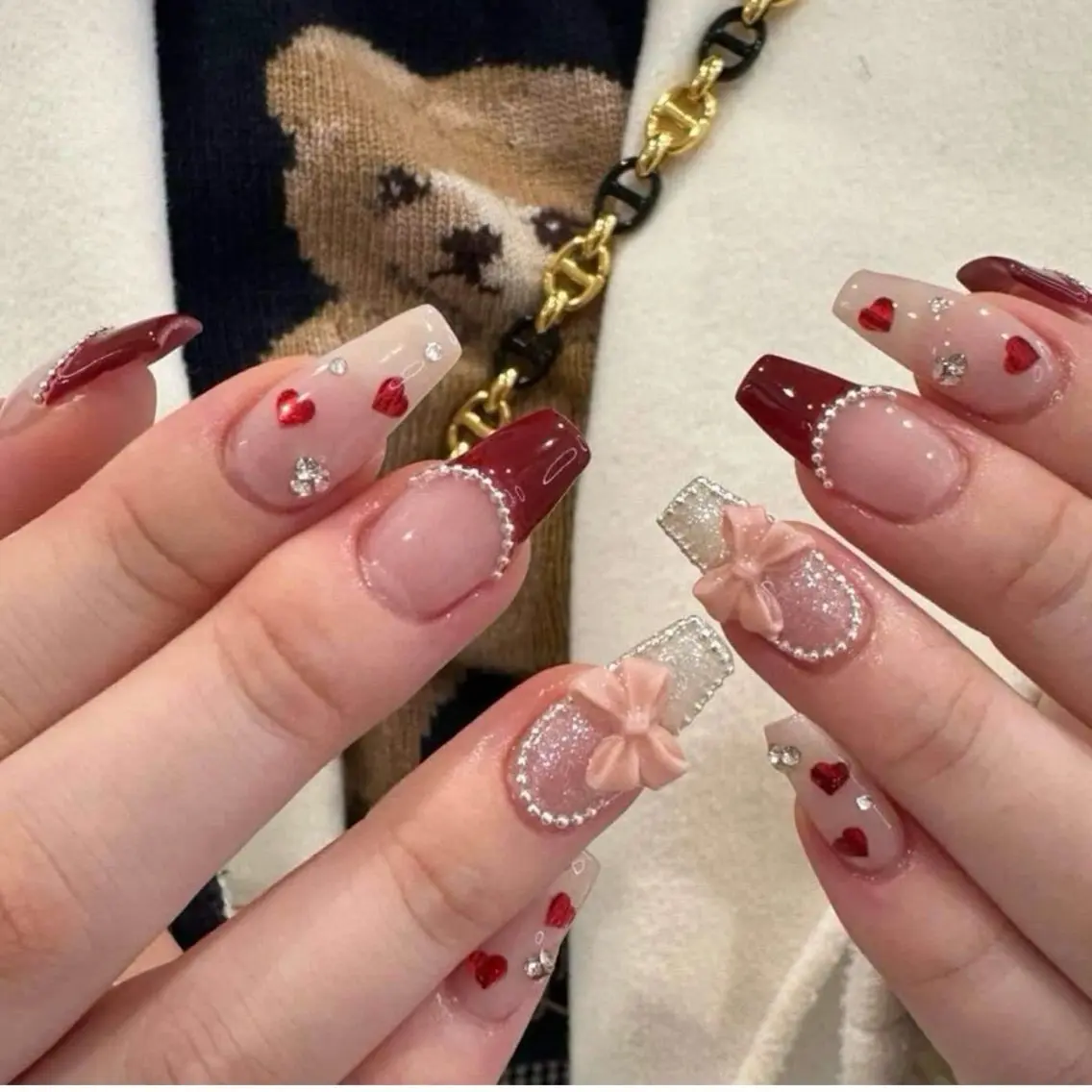 ネイル 成人式 ジェルネイル ロングネイル マグネットネイル ミディアムネイル ハンドネイル MoMoA Nail ネイル長さ出し専門店のネイルデザイン
