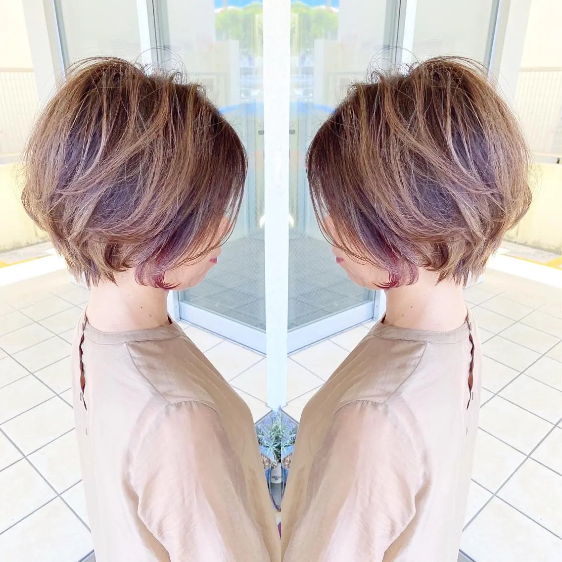 ショート カラー イルミナカラー カット ヘアカラー grand juteのヘアスタイル