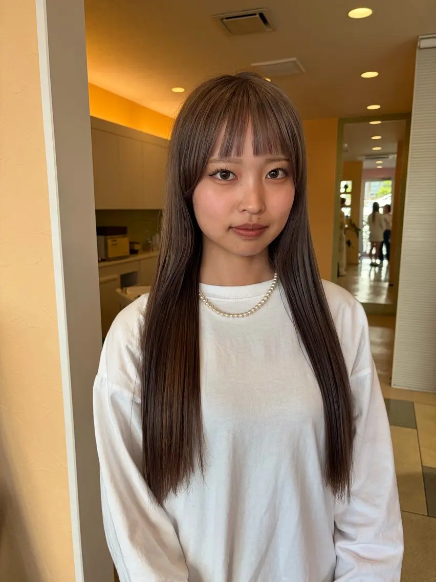 ロング カラー カット ヘアカラー トリートメント 大人韓国レイヤー🫧 暖色カラー/はるのヘアスタイル