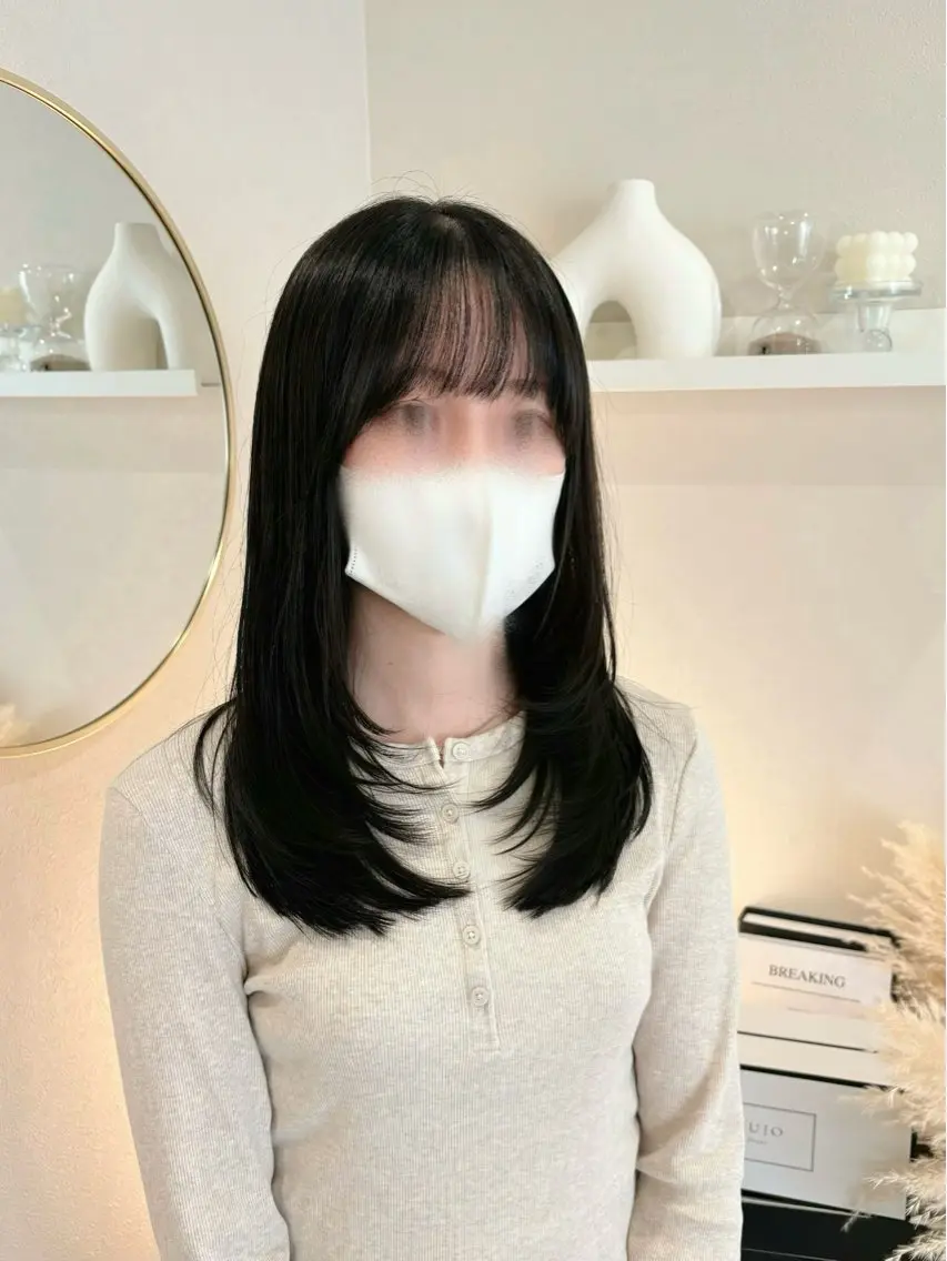 ロング カラー ハッシュカット レイヤーカット トリートメント カット トリートメント レイヤー/似合わせ &透明感カラーYUIのヘアスタイル