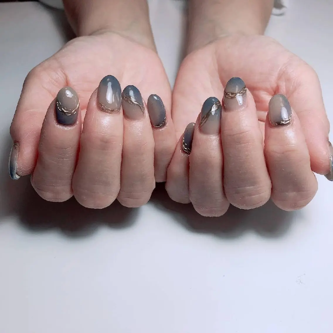 セミロング ネイル ブルー ☺︎山部 志麻☺︎のネイルデザイン