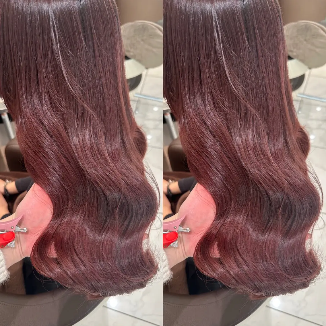 ロング カラー ヘアアレンジ ボルドーカラー ダブルカラー カット ヘアカラー 盛れる韓国ヘア♡ 🌻鈴木花🌈のヘアスタイル