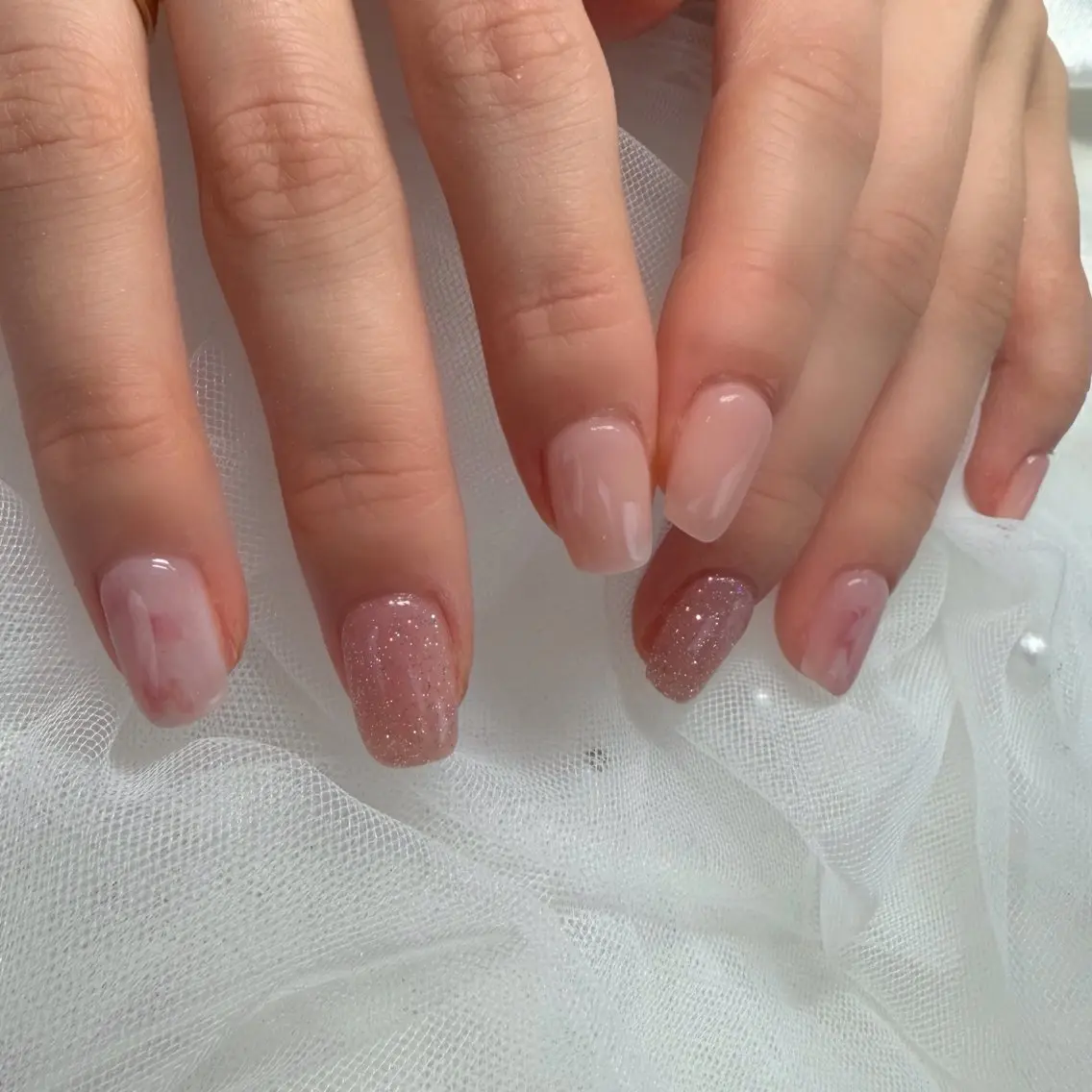 ネイル フラッシュネイル ピンク シンプルネイル ハンドネイル Mayuko nailのネイルデザイン