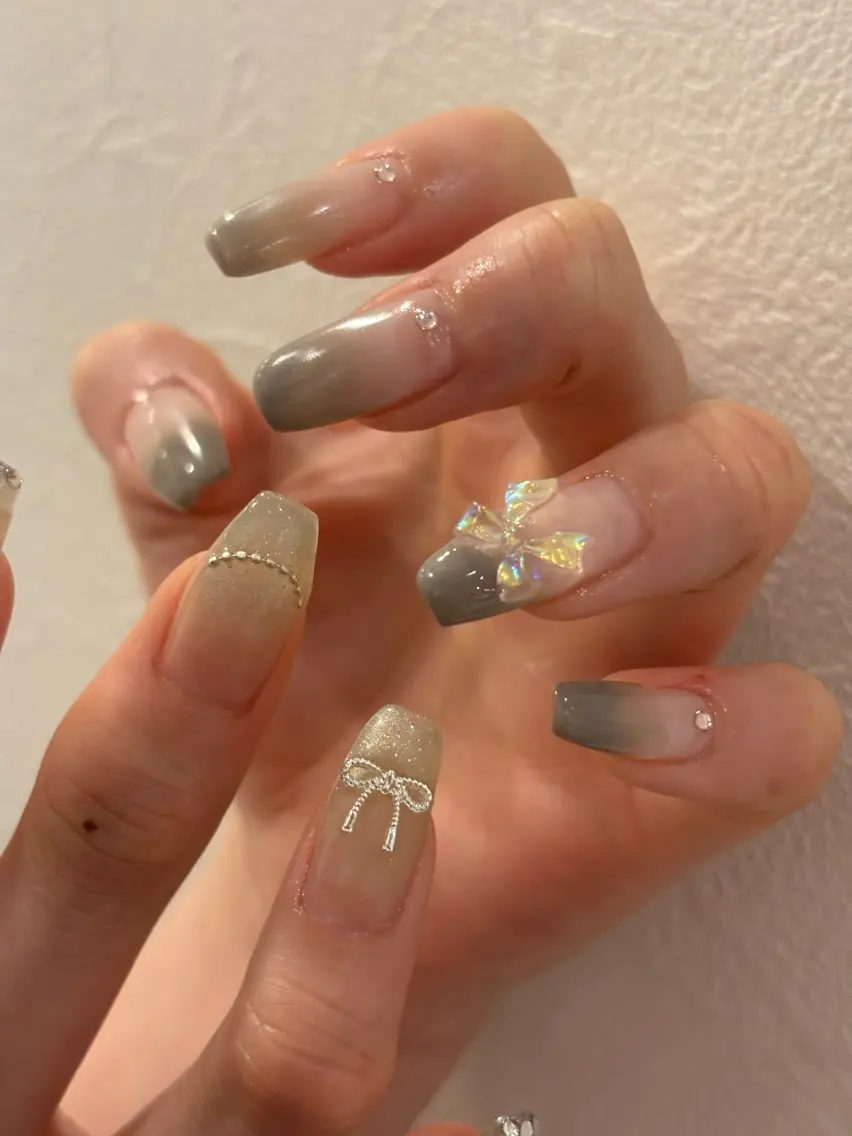 ネイル リボン ワンホンネイル ハンドネイル Ann nailのネイルデザイン