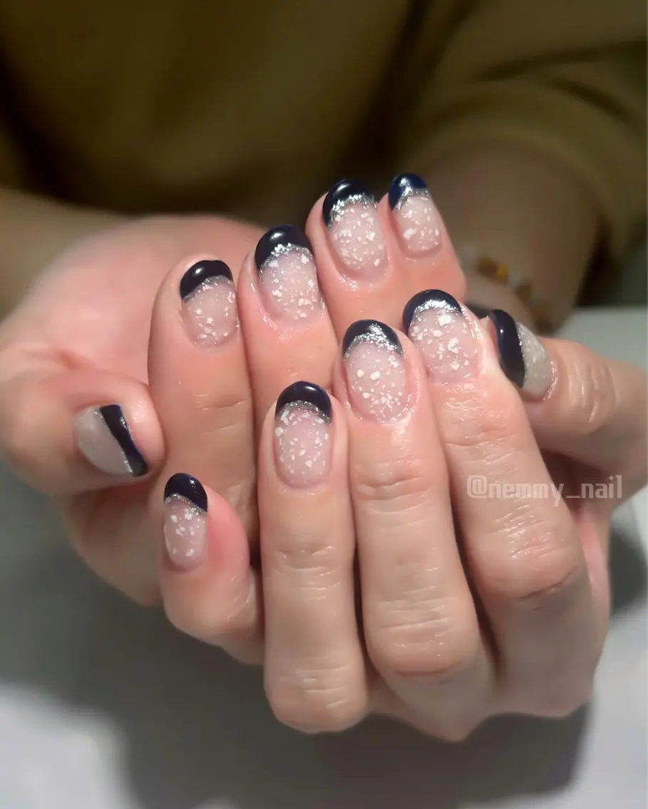 ネイル フレンチネイル ネイビー Nemmy MAYUのネイルデザイン