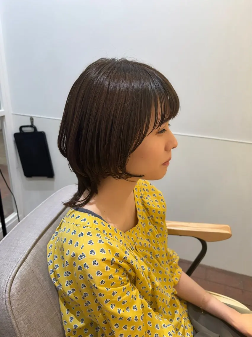 ミディアム カラー ベージュカラー ウルフカット カット ヘアカラー トリートメント マンツーマン 縮毛矯正/マユコのヘアスタイル