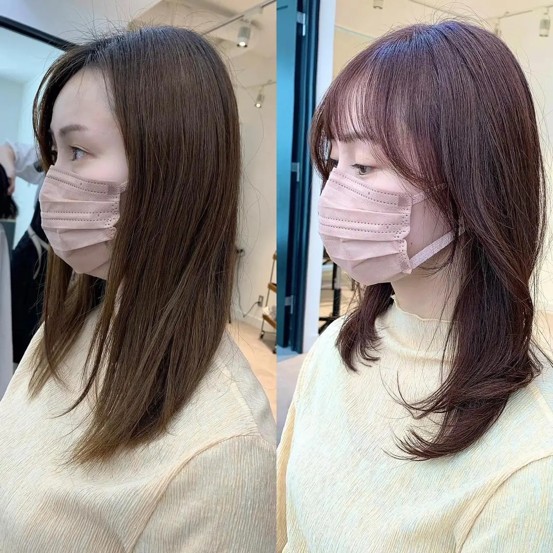 ミディアム カラー パーマ ヘアアレンジ メンズ キッズ ネイル マツエク・マツパ アイブロウ カット ヘアカラー 縮毛矯正 似合せレイヤー/ 柔らか透明感カラーのヘアスタイル