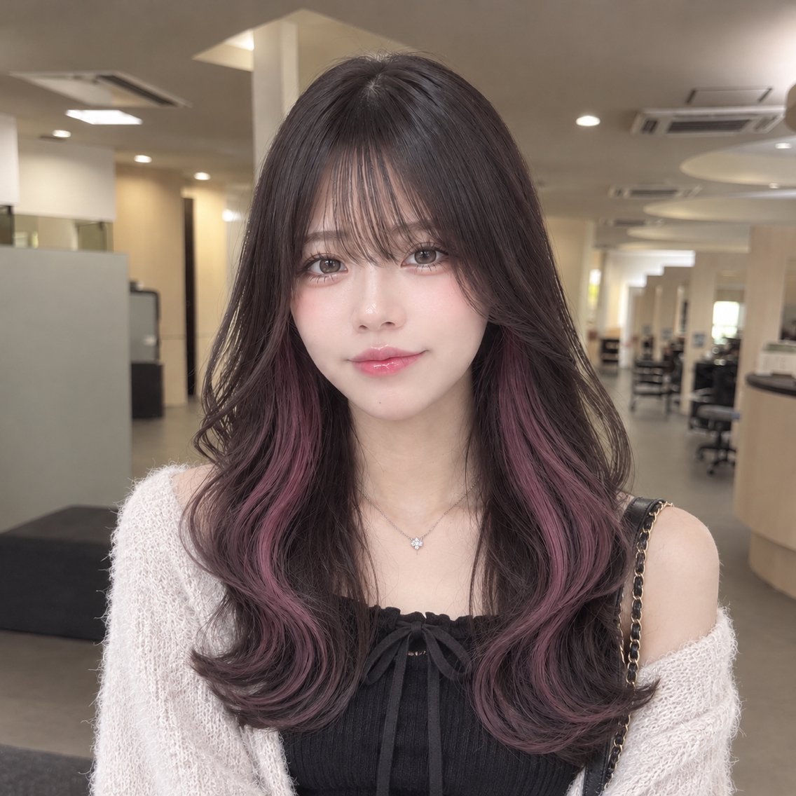 ロング カラー インナーカラー ラベンダーカラー ラベンダーピンク ピンクカラー カット ヘアカラー 安達まい/ インナーカラー◎のヘアスタイル