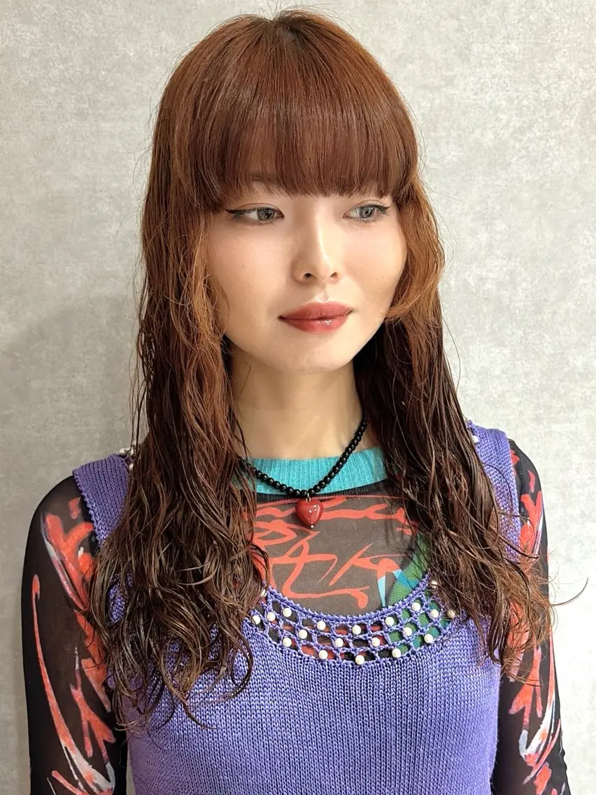 ロング オレンジブラウン ヘアカラー 🕊髪質改善 ・顔周り特化🕊まいのヘアスタイル