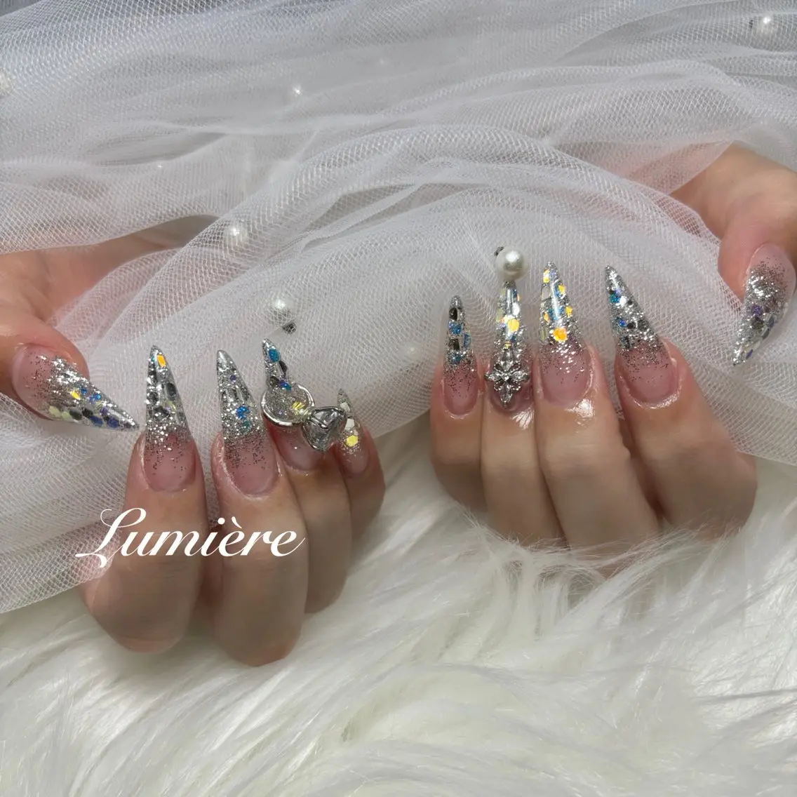 ネイル ロングネイル ハンドネイル Lumière｜ ロング｜ワンホンのネイルデザイン