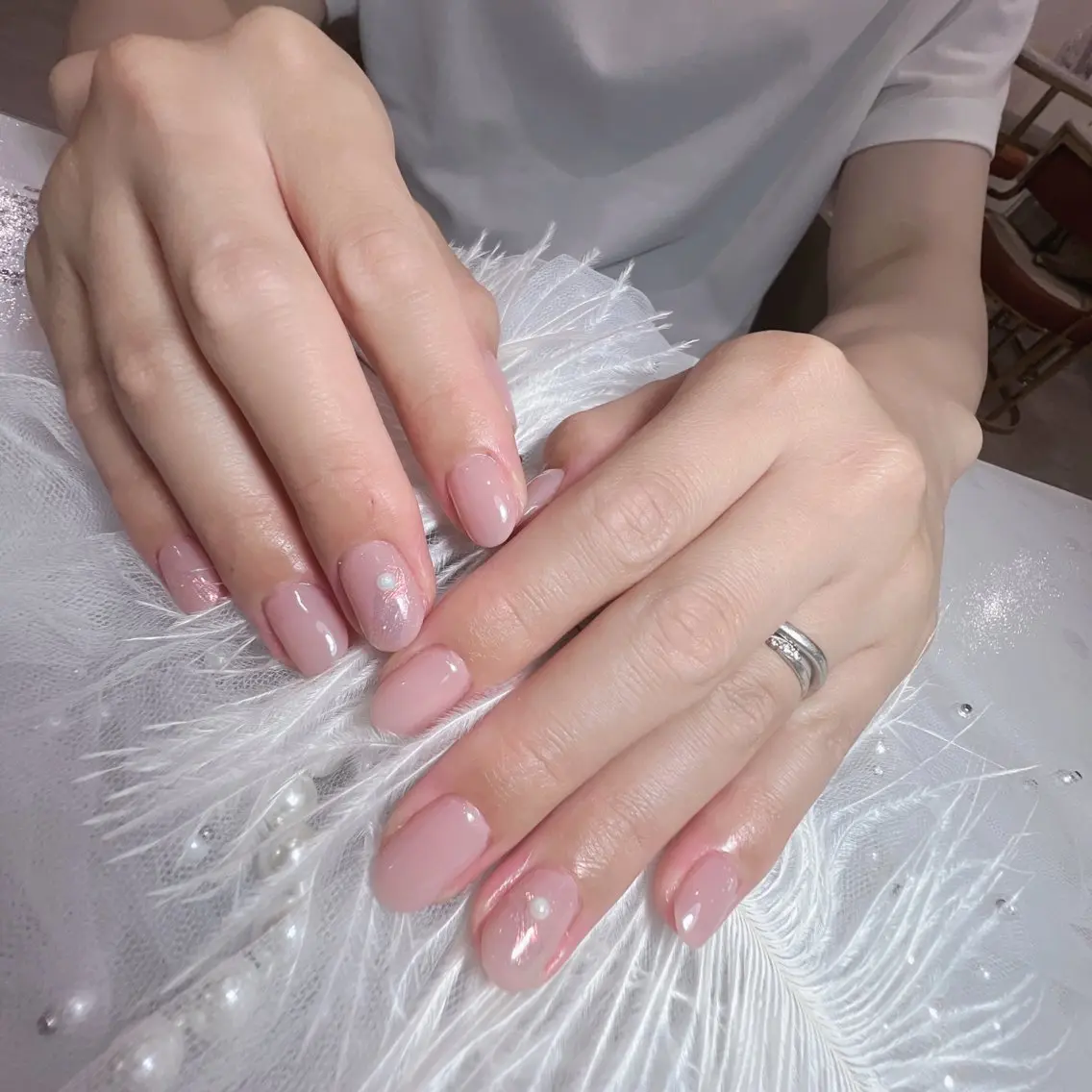 ネイル アートネイル フラッシュネイル フレンチネイル ジェルネイル ガラスフレンチ ハンドネイル You&Me Yukiのネイルデザイン