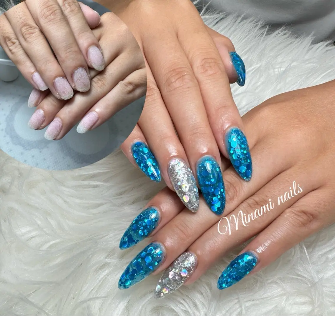 ネイル アートネイル オーロラネイル ガーリー キラキラネイル 韓国ネイル Minami Nailsのネイルデザイン
