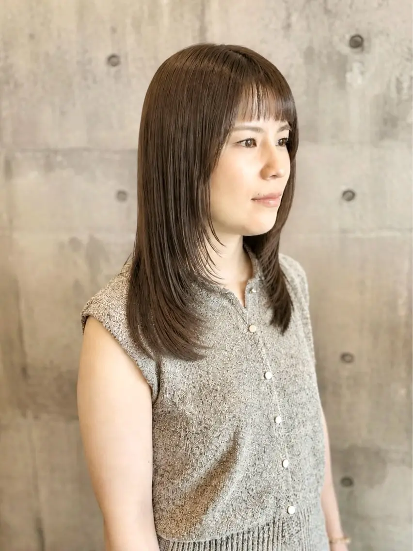 ミディアム カラー グレージュ レイヤーカット カット ヘアカラー トリートメント ARCH 🌼 mayuのヘアスタイル