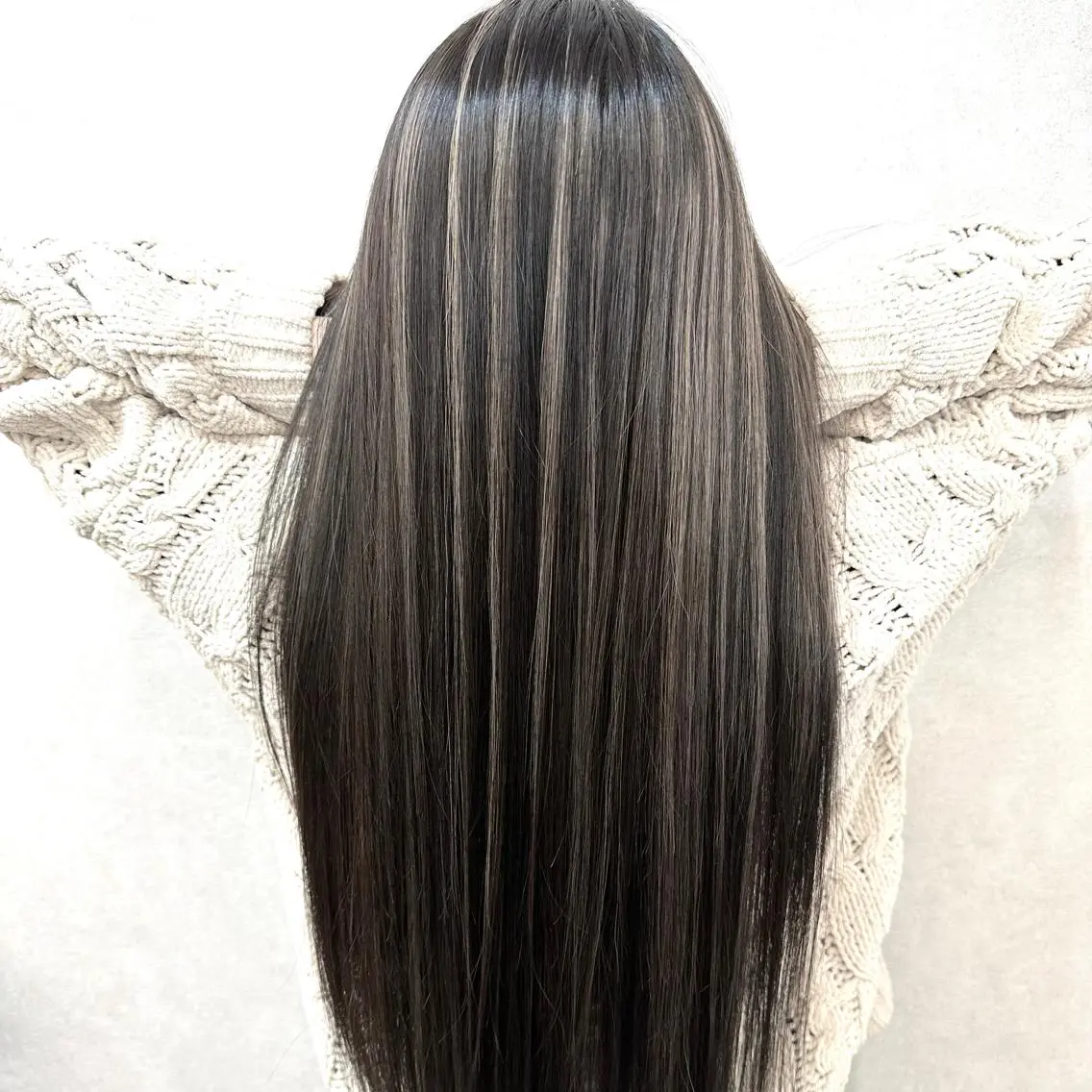ロング シールエクステ エクステ ハイライト レイヤーカット ヘアカラー シール、 ハネエクステのヘアスタイル