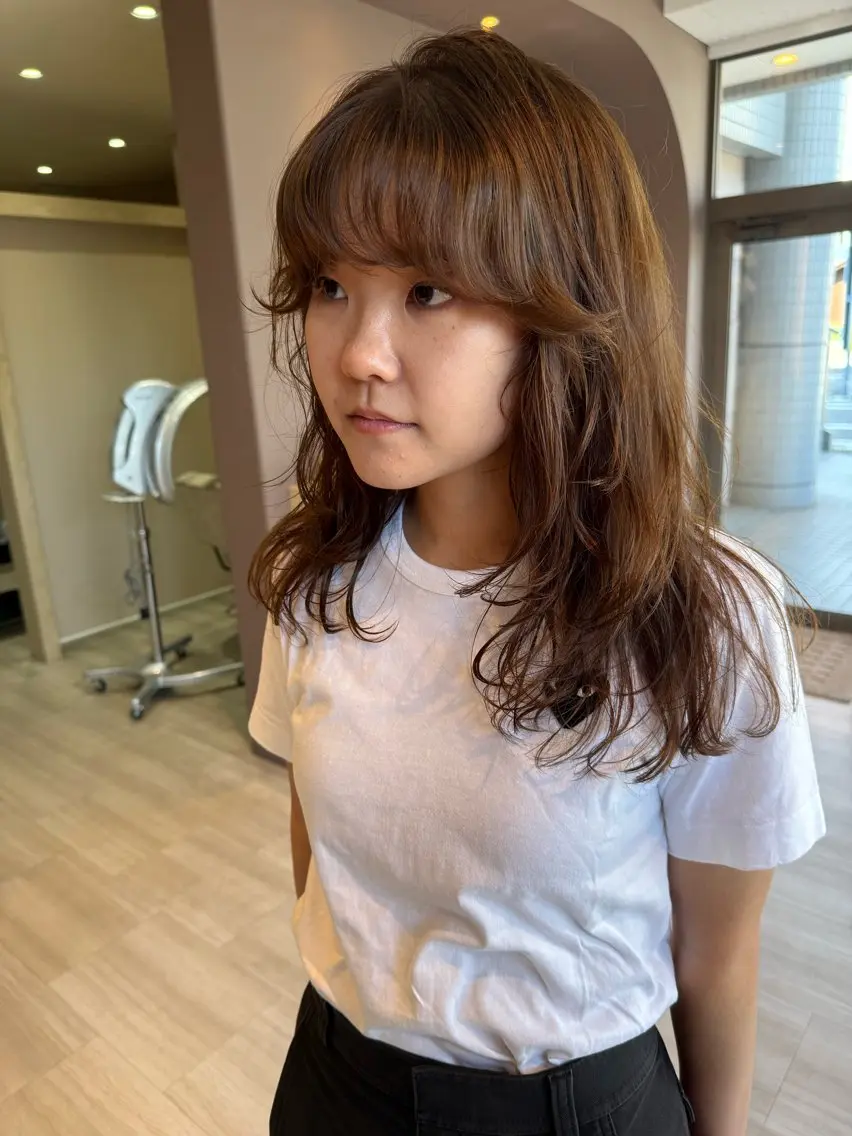 ロング カラー くせ毛 レイヤーカット カット ヘアカラー トリートメント Lien.テラダ 各務原スタイリストのヘアスタイル