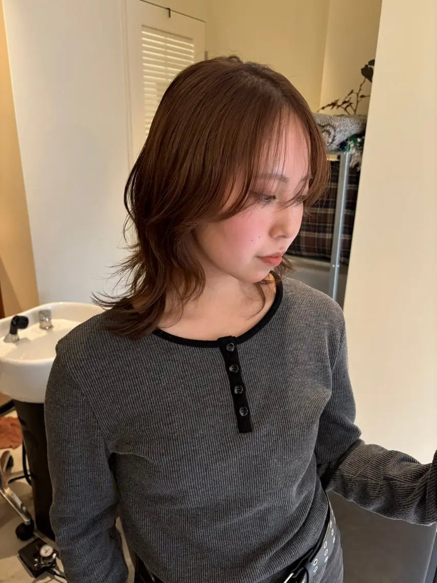 ミディアム カラー パーマ カット ヘアカラー パーマ satsuki レイヤー・暖色のヘアスタイル