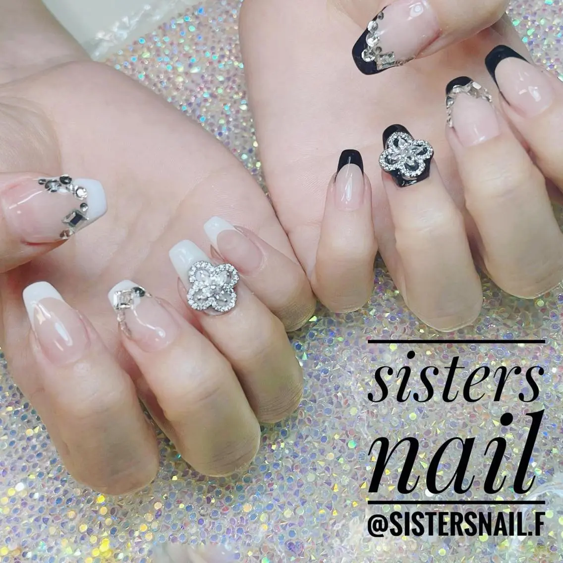 ネイル アートネイル フレンチネイル キラキラネイル 持ち込み sisters nail.fのネイルデザイン