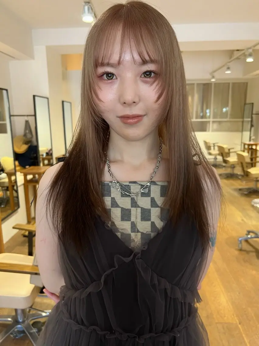 ロング カラー カット ヘアカラー トリートメント chika/暖色カラ ー/レイヤー/茶屋町のヘアスタイル
