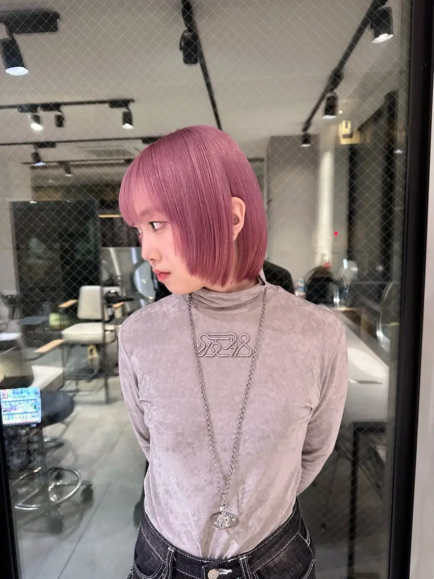 ショート ヘアカラー ミルクティー/韓国ヘ アHaruka🎀のヘアスタイル